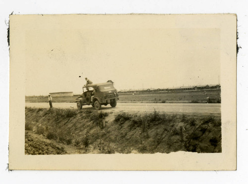 Military police vehicle in Jerome camp