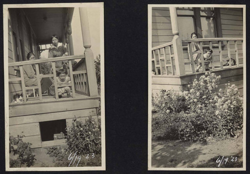 Girl playing on porch