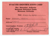 Evacuee identification card, Kimino Harada