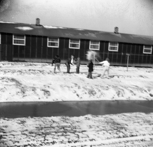 Playing in snow in Jerome camp