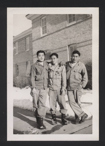 Three soldiers in the snow