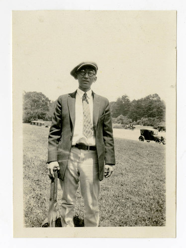 Japanese American man in a park