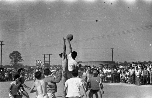 Basketball game in Jerome camp