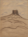 Heart Mountain, Wyoming crayon drawing and watercolor with caption