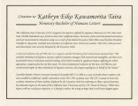 Honorary Bachelor of Humane Letters, citation to Kathryn Eiko Kawamorita Tiara