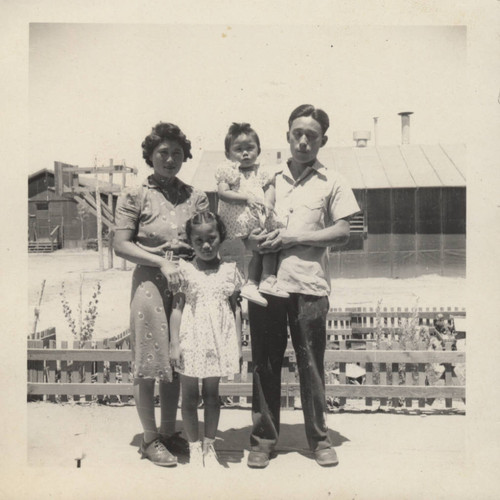 Family of four at Poston incarceration camp