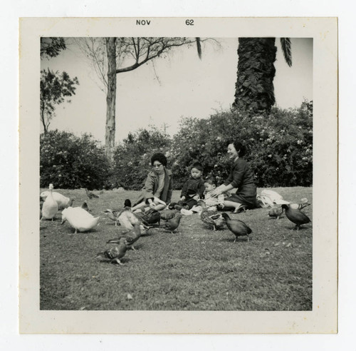 Betty Takamori with two children and another woman