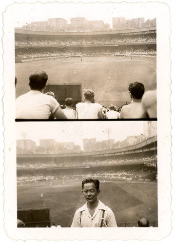 John Yoshinaga at baseball game