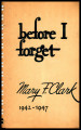 Before I forget, 1942-1947, cover-foreword