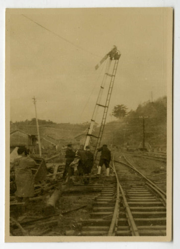 Railroad and ruins in Japan