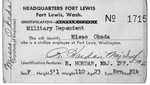 [Military identification card]