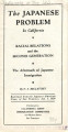 Japanese problem in California: racial relations and the second generation: the aftermath of Japanese immigration