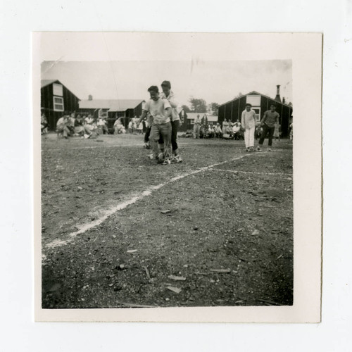 Three-legged race in Jerome camp