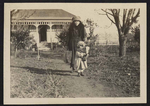 Woman and child outside