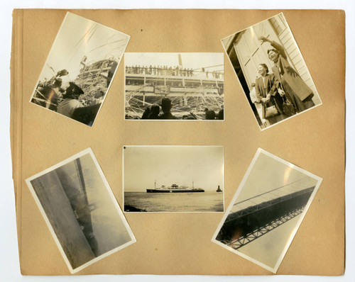 Passenger cargo ship departing from a port