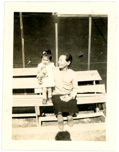 Shigeru Yoshinaga and baby girl at incarceration camp