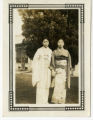 Kiyoko Maeda Yoshioka with her friend, wearing their kimonos