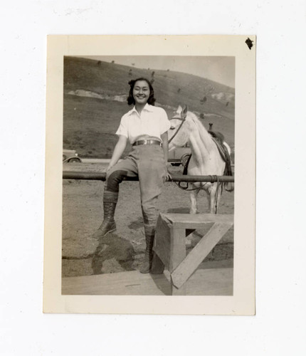 Sumiko Dorothy Tanabe at a saddle renting facility