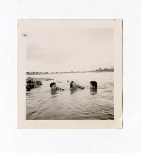 Sumiko Dorothy Tanabe drinking beer in a lake