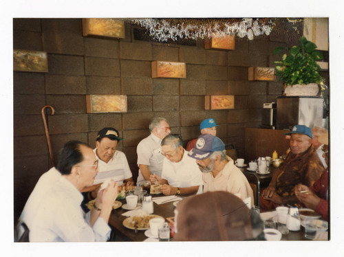 Friends of James Saito's meeting at the Holiday Bowl coffee shop