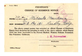 Certificate change of residence notice, Form PM-2, Mitzi Mitsuko Masukawa