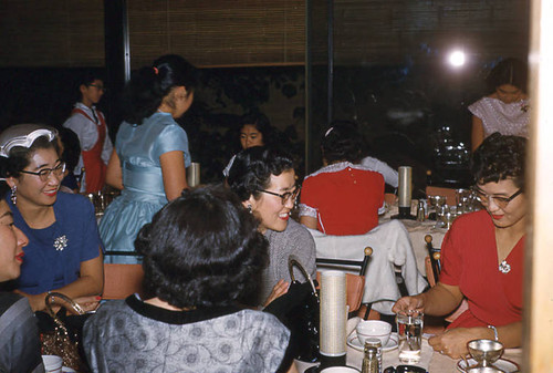 Women and young girls at Jr. Miss Christmas party