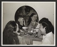 [Woman getting her hair dyed]