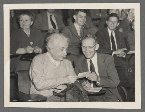 [Albert Einstein at symposium, Princeton.]