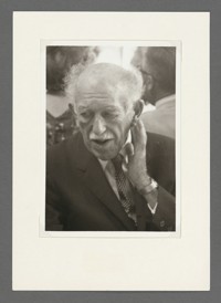 [Otto Stern with hand by his ear.]
