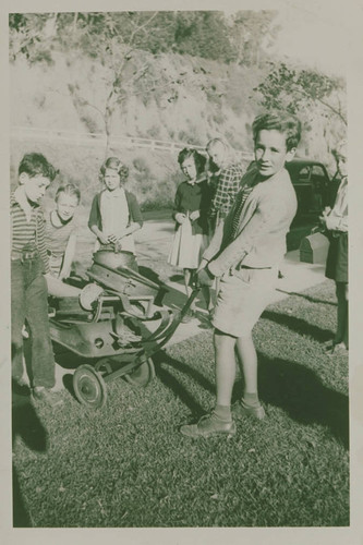 Children of Canyon School gathering scrap for the war effort in Santa Monica Canyon