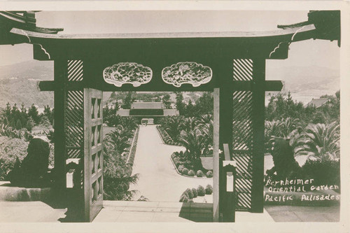 Entrance gate to the Bernheimer Gardens in Pacific Palisades, Calif