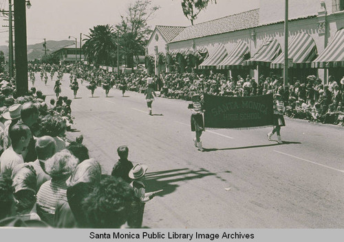 Santa Monica High School Marching Band at the Fiesta day Parade in Pacific Palisades, Calif