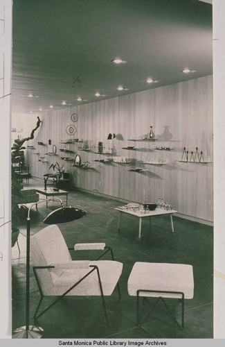 Interior design company showroom in Pacific Palisades showing 1950s furniture