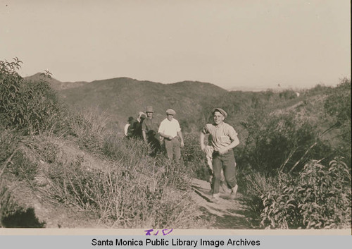 Hiking above Temescal Canyon around Temescal Canyon Ridge with Max Curtis in the lead and Noel Rust behind him