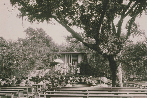 Performance taking place at Sylvan Glade Amphitheater in Temescal Canyon