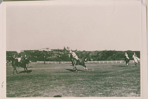 Very early polo match at Will Rogers Ranch, Rustic Canyon, Calif