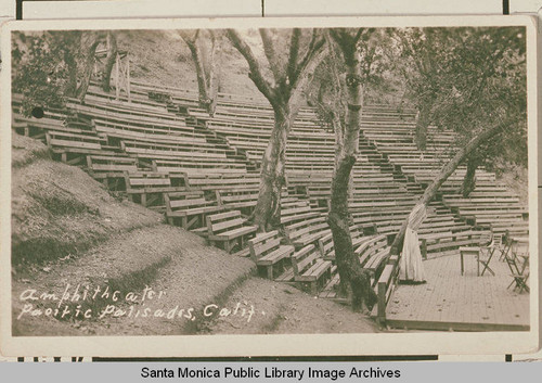 Amphitheater under oaks and sycamores at the Institute Camp, Temescal Canyon, Calif