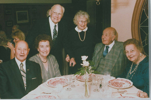 Group of seniors dining together in Pacific Palisades, Calif