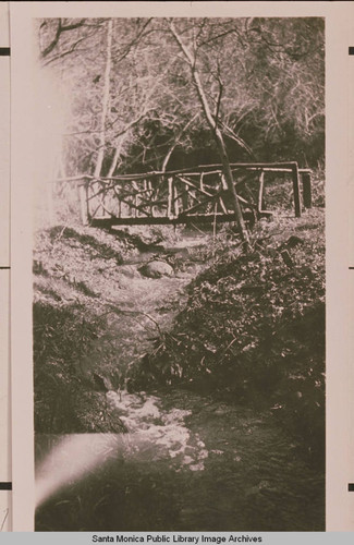 A bridge crosses Temescal Creek, Temescal Canyon, Pacific Palisades, Calif