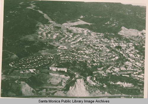 Aerial view of the Bel Air Bay Club site, Pacific Palisades, Calif., February 15, 1959