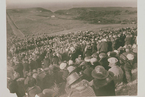 Crowd gathered at Peace Hill, site of the Easter Sunrise Services, Pacific Palisades, Calif