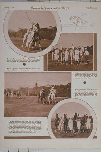 Polo in the Pacific Palisades appearing in an article for "Pictorial California Magazine."