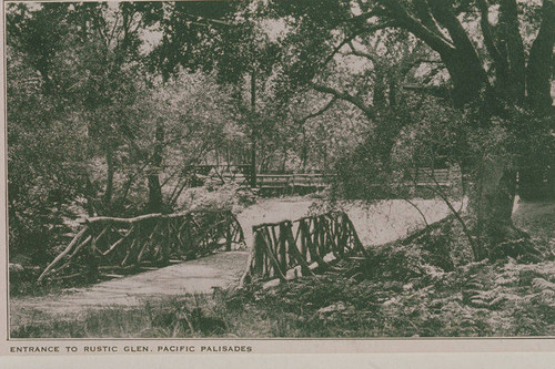 Bridge in Temescal Canyon at the "Entrance to Rustic Glen."