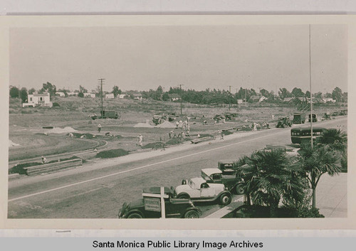 View toward Sunset at Monument from the roof of the Pacific Palisades Business Block