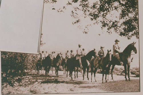 Riviera Riders on horseback in the Santa Monica Mountains appearing in an article for "Pictorial California Magazine," April, 1927