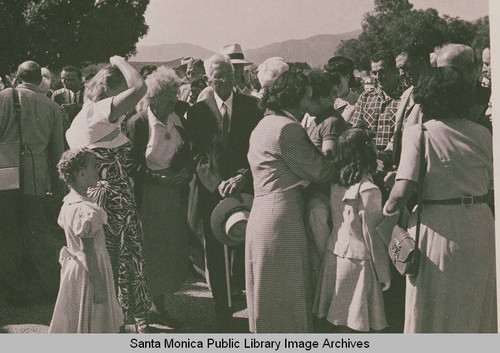 Dedication of the plaque commemorating Founders Oak Island, Pacific Palisades, July 16, 1955