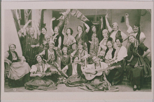 Frances Stewart and a group of costumed women in Temescal Canyon, Calif