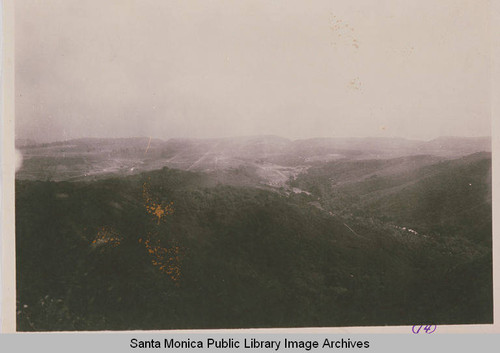 Looking down to Pacific Palisades, Calif. showing Temescal Canyon on the right