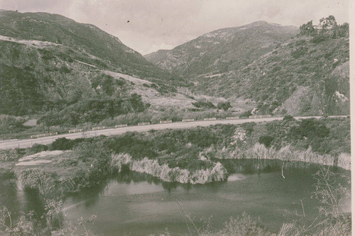 View of Santa Ynez Canyon, later the site of the Self-Realization & Fellowship Church in Pacific Palisades, Calif