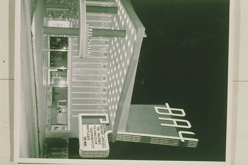 Bay Theatre at opening night with marquee reading: ''Bob Hope, J Russell, The Paleface & Ted Donaldson, Sharyn Moffett, Rusty Leads the Way